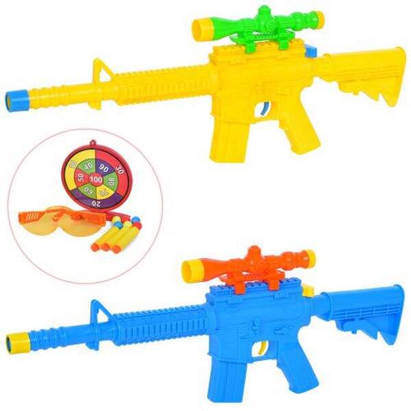 Автомат 110-20D (72шт) 43см, м'які кулі 3шт, кулі 6шт, окуляри, мішень, 2 кольори, в пакеті, 47-16-3 (шт.)