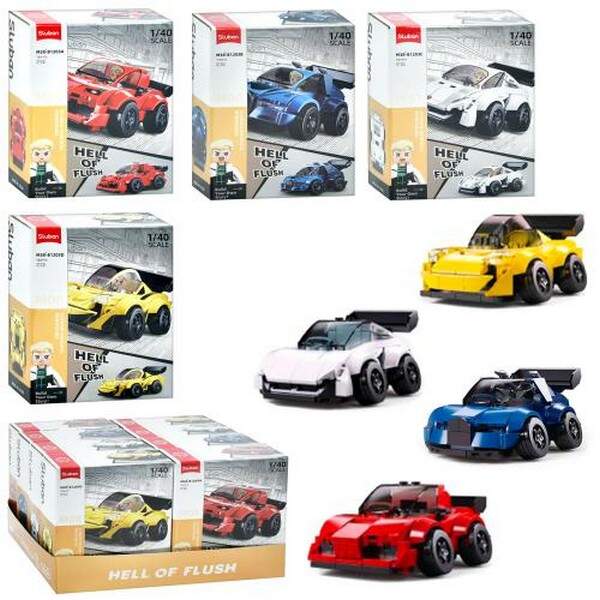 Конструктор SLUBAN M38-B1203 (64шт) авто серія, машина, 1:40, фігурка, від176дет, в кор-ці, 8шт,4вид (шт.)