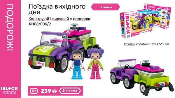 Конструктор Kids hits IBLOCK JUNIOR  KH08/006/2 (24шт/2)  Дівчатка, Подорож вихідного дня, 239 дет,к (шт.)