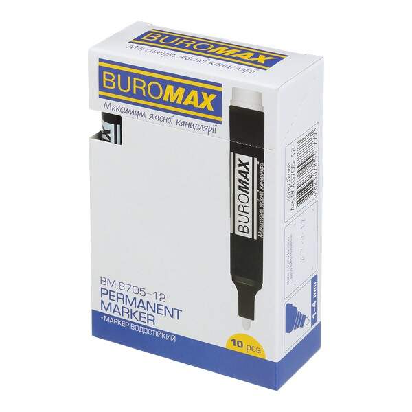Маркер водостійкий, білий, 1-4 мм BM.8705-12 (10шт) (шт.)