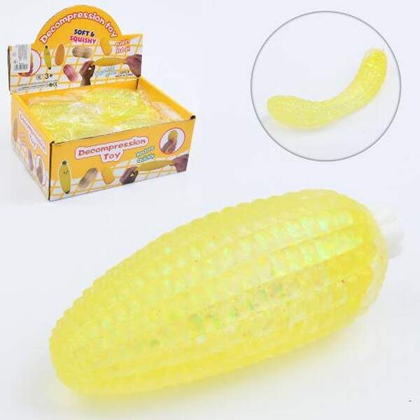 Іграшка MS 3993 (144шт) антистрес, кукурудза, 13см, гліттер, тягнеться, 1колір, в пакеті, 12шт в дис (шт.)