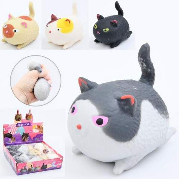 Іграшка MS 4037 (144шт) антистрес, кіт, 7см, борошно, 4видів, 12шт в дисплеї, 25-7-23,5см (шт.)