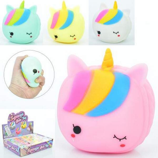 Іграшка MS 4041 (144шт) антистрес, єдиноріг, 8см, борошно, 4кольори, 12шт в дисплеї, 30-6-22см (шт.)