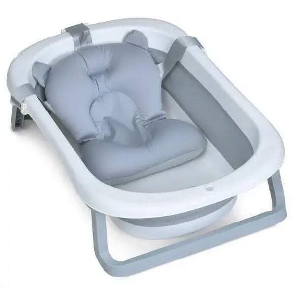 Ванночка ME 1151 PLUS Gray (1шт) дитяча, з термометром, вкладиш, силікон, складана 78,3*49,3*20,5, с (шт.)