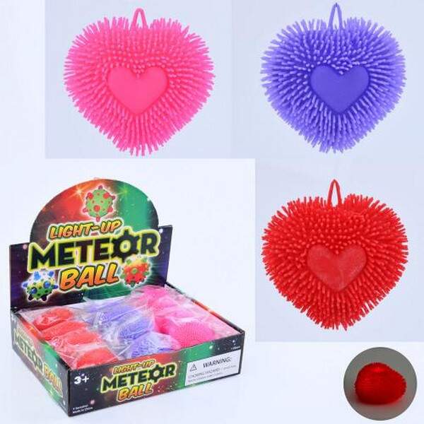 Е-їжачок MS 4021-1 (144шт) антистрес, 7,5см, серце, світло, бат(табл), в пакеті, 12шт(3кольори) в ди (шт.)