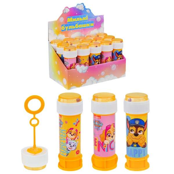 Мильні бульбашки арт. KC-0069 (270шт) Paw Patrol 60 мл 3 види по 15 шт у блоці (шт.)