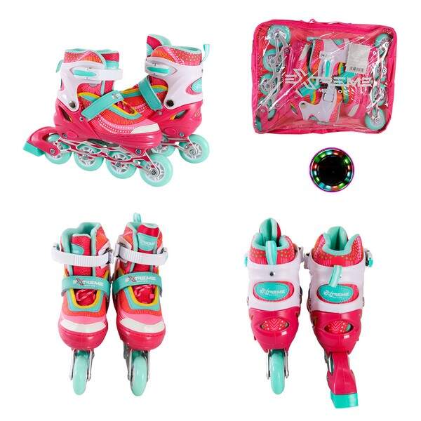 Ролики арт. RL2435 (6шт) L (38-41) метал.рама, колеса PU 1 світло, рожевий (шт.)