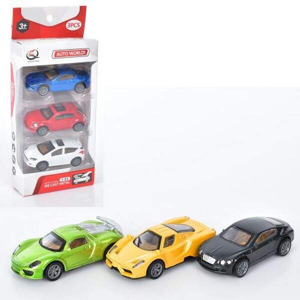 Набір машинок QZ812-3A (48шт) інерція, 8см, метал, 1:55, 2вида, 3шт в кір-ці, 23-10-4см (шт.)