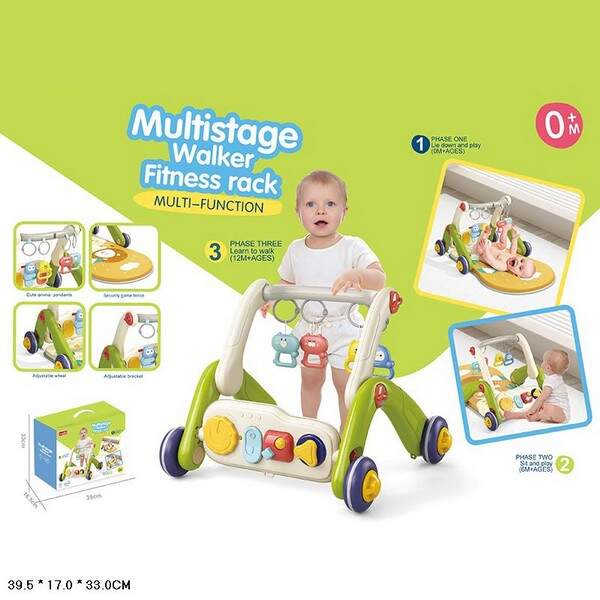 Каталка ігр.центр Перші кроки 6666 2в1 з килимком батар.муз.світ.кор.39,5*17*33 /12/ (шт.)