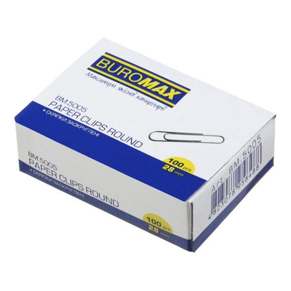 Скріпки нікельовані 28 мм, 100 шт.,круглі BM.5005 (шт.)