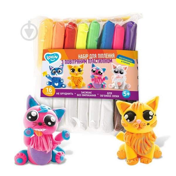 16 стіків ТМ Lovin  Набір для ліплення з повітряним пластиліном 70173 (шт.)