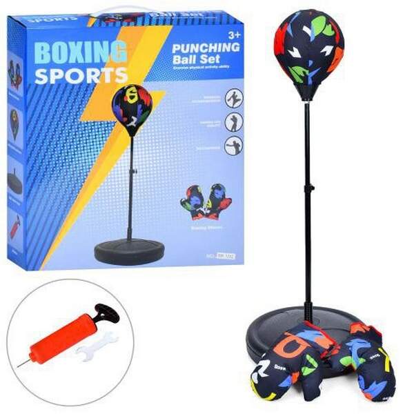 Боксерський набір MR 1252 (8шт) груша(д18см), на стійці(109см) метал, 2 рукавиці 21см, в кор-ці (шт.)