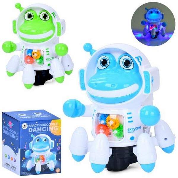 Музична іграшка JQ118 (24шт) робот (крокодил), 18см, музика, світло, їздить/танцює, шестерні, 2 коль (шт.)