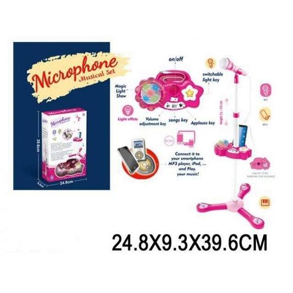 Мікрофон арт. 5019 (2048682) (24шт/2) на стійці, підставка для телеф., Світло, звук, запис пісень, з (шт.)