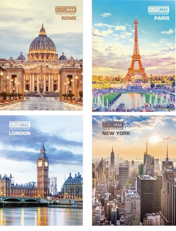 Книга канцелярська "Столиці світу" 80л.кл.оф.(тв. лам. обл), А4, асорті BM.2300-102 (шт.)