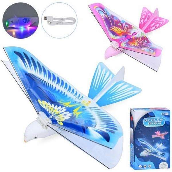 Літак JJ130(01-02) (36шт) птах, 19см, акум, світло, літає, USBзарядне, 2 кольори, в кор-ці, 14-24-6с (шт.)