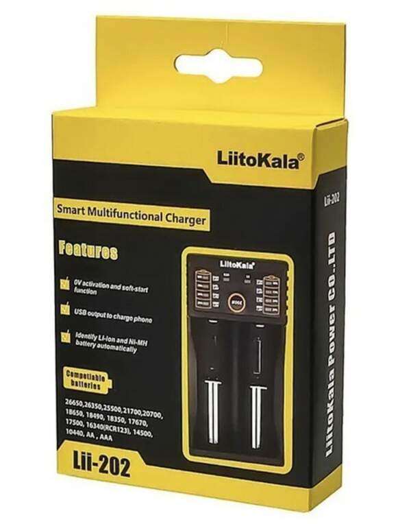 Універсальний зарядний пристрій LiitoKala Lii-202 для 18650, AA, AAA Li-Ion (100) 8900 (шт.)