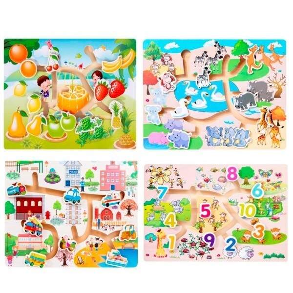 Дерев'яна іграшка Лабіринт MD 0817 (50шт) 4 види, 1 ящик-1 вид, у пакеті, 30-22,5-2,5см (шт.)