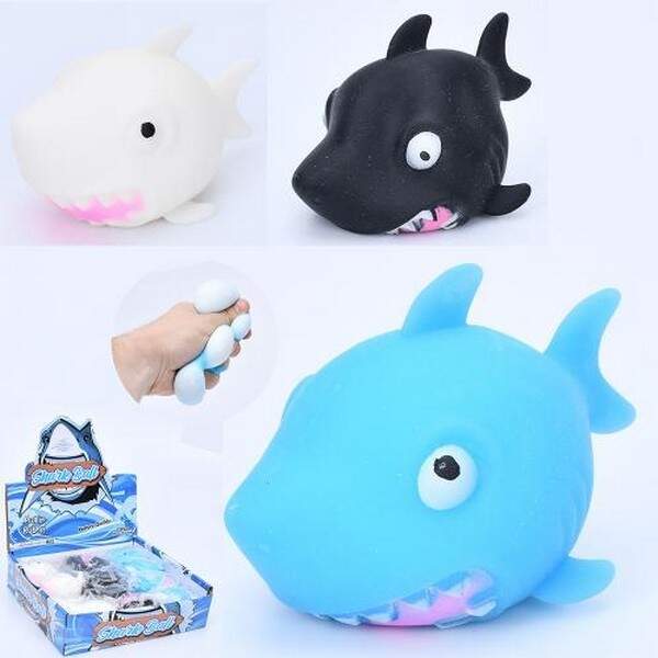 Іграшка MS 4043 (144шт) антистрес, акула, 10см, борошно, 3 кольори, в пакеті, 12шт в дисплеї, 24-24- (шт.)