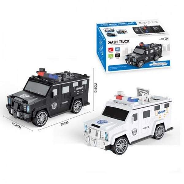 Машина WF-3018 (18шт) 26см, поліція, сейф з кодом, затягує купюри, звук, світло, 2 кольори, на бат-ц (шт.)