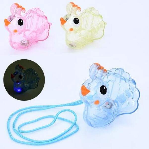 Свисток TD2023145-1 (240шт) пташка, 11см, світло, шнурок, 3 кольори, бат(табл), у пакеті, 13-16-7см (шт.)