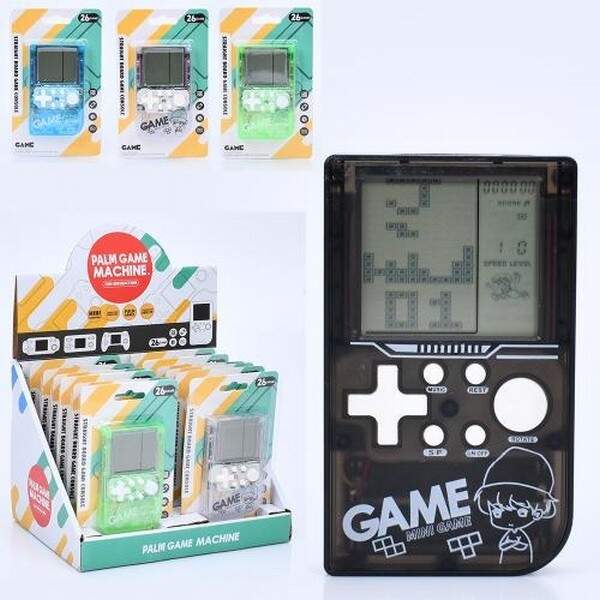 Тетрiс LZ8902-1 (72шт) 10-6-2см, на листі,  26в1, ч/б екран, звук, музика, на бат-ці, 12шт (4кольори (шт.)