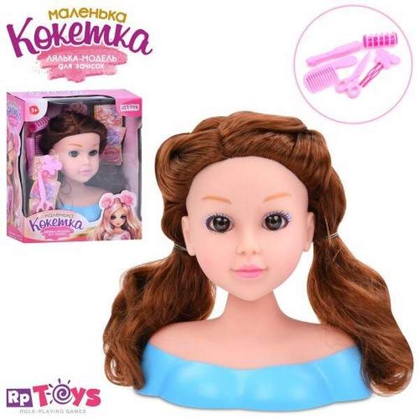 Лялька голова для зачісок 913-X (30шт) 20см, набір перукаря(ножиці,гребінець,бігуді,шпилька), в кор- (шт.)