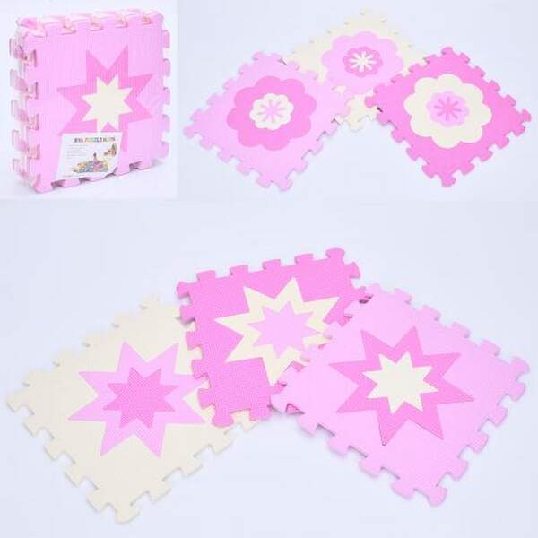 Килимок Мозаїка MR 1271 (12шт) EVA, 9дет, (9мм, 30-30см), 2 види(квіти, зірки), в пакеті, 30-30-8см (шт.)