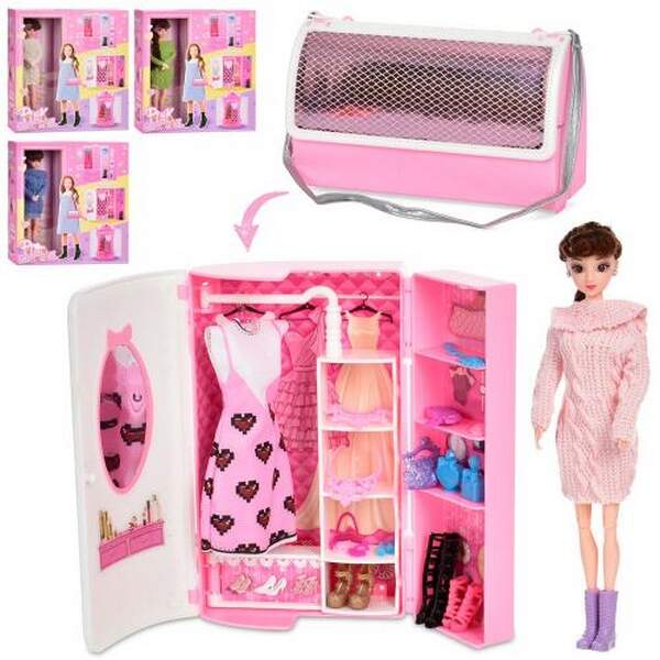 Меблі YBH195 (18шт) шафа(склад.в сумочку), лялька шарнірна29см, вбрання, 4кол, в кор-ці, 31-33-7,5см (шт.)