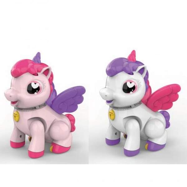 Музична іграшка RS-9046C (60шт) єдиноріг, 18см, музика, світло, ходить, 2 кольори, на бат-ці, в кор- (шт.)