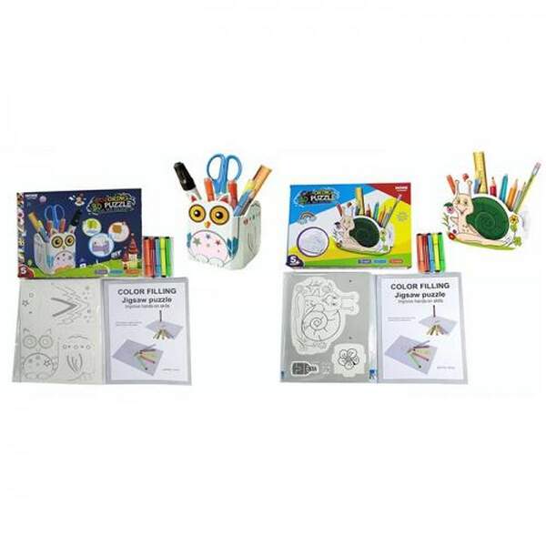 Набiр для творчостi MK 5425 (30шт) стакан для ручок, фломастери, розмальовка, 2 види (сова, равлик), (шт.)