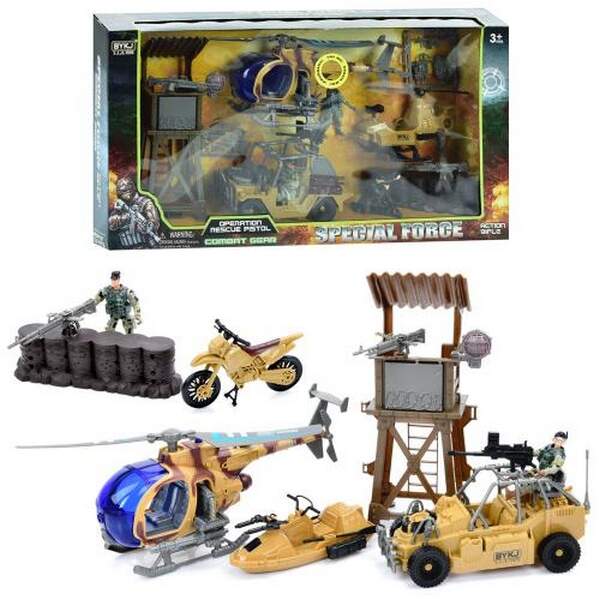 Набір з фігурками 6635BC (12шт) військовий, транспорт, звук, світло, солдати, вишка, зброя, 2 види,б (шт.)