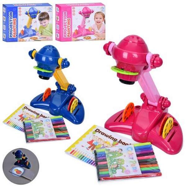 Проектор YM2227-A (24шт) 34см, музика, світло, слайди(4 диска, 32картинки), фломастери 12шт, альбом, (шт.)