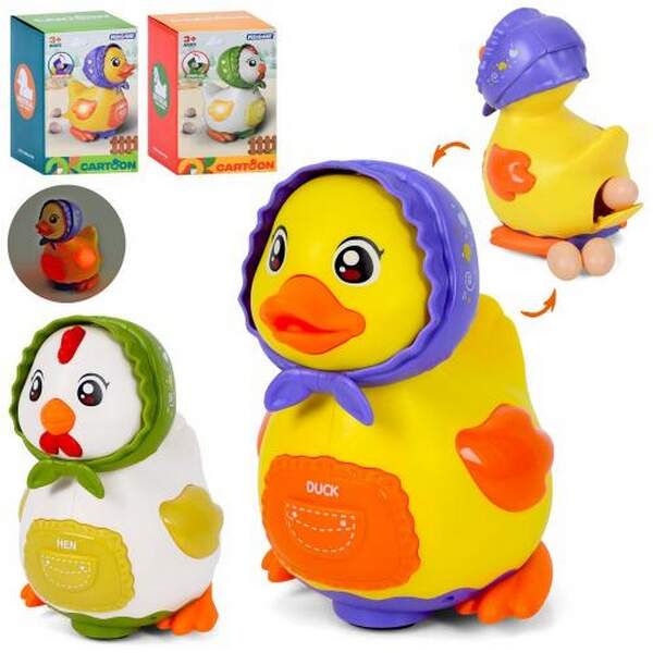 Птах M06-B-C (36шт) 18см, несе яйця, їздить, музика, світло, 2 режими, 2 види(курка, качка), на бат- (шт.)