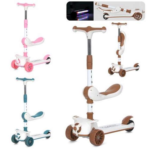 Самокат JR 3-091 (6шт) 3в1 (біговел), метал+пл, 3 колПУ,2 пер.110мм-світло, задн 80мм, підніжка 26-1 (шт.)