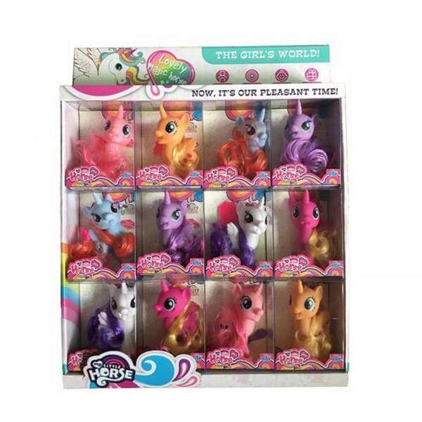 Конячка Z1901-5 (216шт) LP, єдиноріг, 12см, гребінець, в кор-ці, 12шт(6видів) в дисплеї, 40-50-6см (шт.)