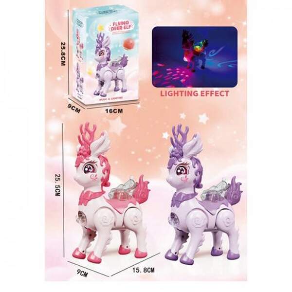 Музична іграшка HJ888-1 (60шт) оленя, 25,5см, музика, світло, ходить, 2 кольори, на бат-ці, в кор-ці (шт.)