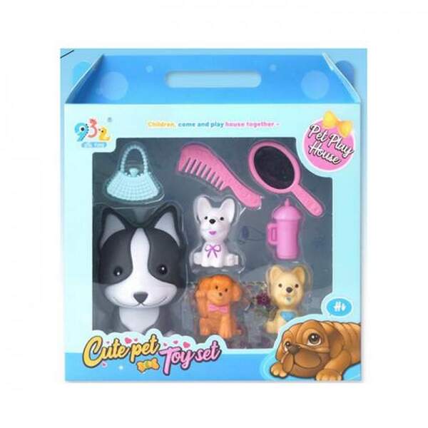 Собака 932-12D (72шт) набір 4шт (9см, 4см), аксесуари, наліпки, в кор-ці, 20-22-6см (шт.)