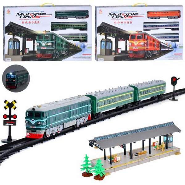 Залізниця 22915 (6шт) 186,3-102,8см, локомотив, 2 вагони, звук, світло, 2 кольори, на бат-ці, в кор- (шт.)