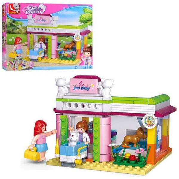 Конструктор SLUBAN M38-B0602 Рожева мрія, зоомагазин, фігурки, тварини, 195 дет., кор., 29-24-5 см. (шт.)