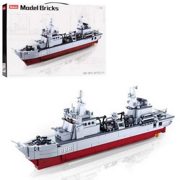 Конструктор SLUBAN M38-B0701 (12шт) військовий корабель,1:450,літак, 497дет, в кор-ці, 47,5-33,5-7см (шт.)