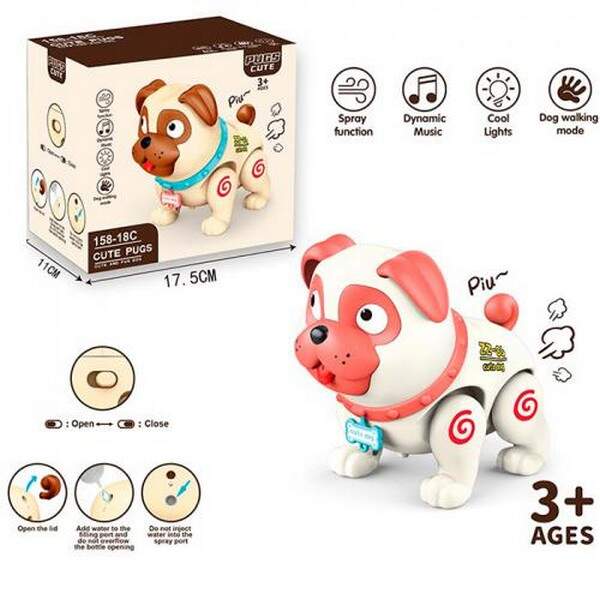 Музична іграшка 158-18C (30шт) собака, 17см, музика, звук, світло, пара/повітря, ходить/танцює, сенс (шт.)