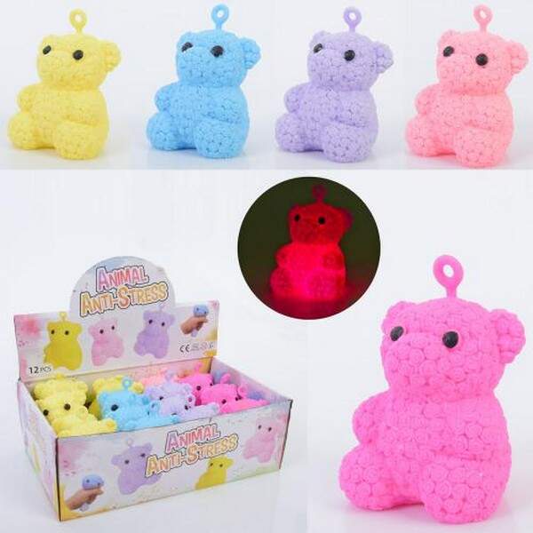 Фігурка TD202348 (360шт) ведмідь, 9см, антистрес, коротка ручка, світло, бат(табл), 15шт(5 кольорів) (шт.)