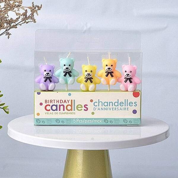 Свічки для торта ведмеді 5ш кольорові арт.1414 (шт.)