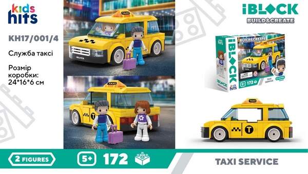 Конструктор Kids hits IBLOCK JUNIOR арт. KH17/001/4 (36шт/2)   172дет.,Таксі короб. 24*16*6см (шт.)