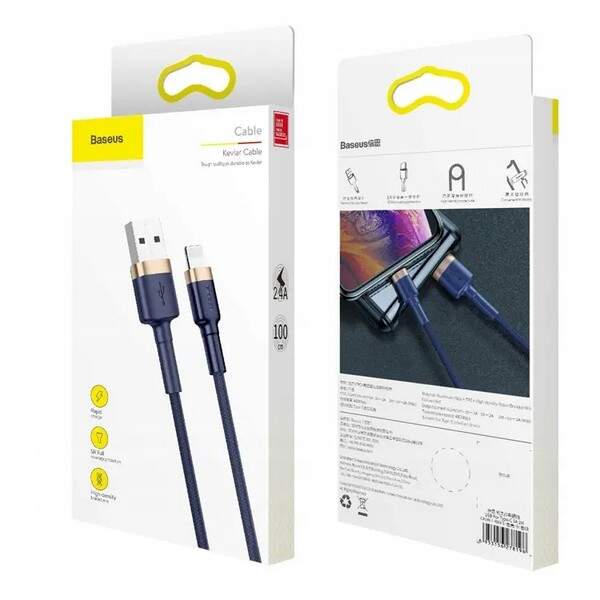Кабель Baseus cafule Cable USB For iP 2.4A 1m Gold+Blue (CALKLF-BV3) (шт.)