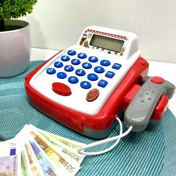 Касовий апарат 6113A-15A (24шт) 19см, калькулятор, сканер, звук, світло, продукти, корзина, гроші, н (шт.)