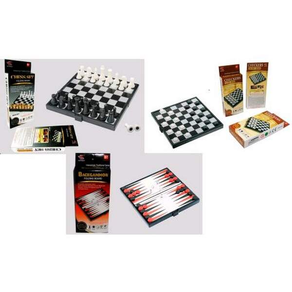 Гра EL1302-06-11 (144шт) настільна, магнитна, 3 види(шахи, шашки, нарди), в кор-ці, 7-16-2,5см (шт.)