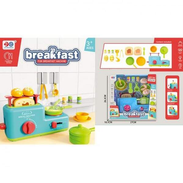 Набір посуду 133-2 (24шт) тостер+плита, 20см, звук, світло, каструля, продукти, на бат-ці, в кор-ці, (шт.)