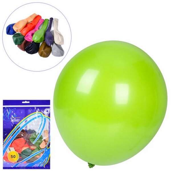 Повітряні кульки MK 5180-1 (100шт) 12 дюймів, вінтажні кольори,8 кольорів, набір 50шт, у пакеті, 21, (шт.)